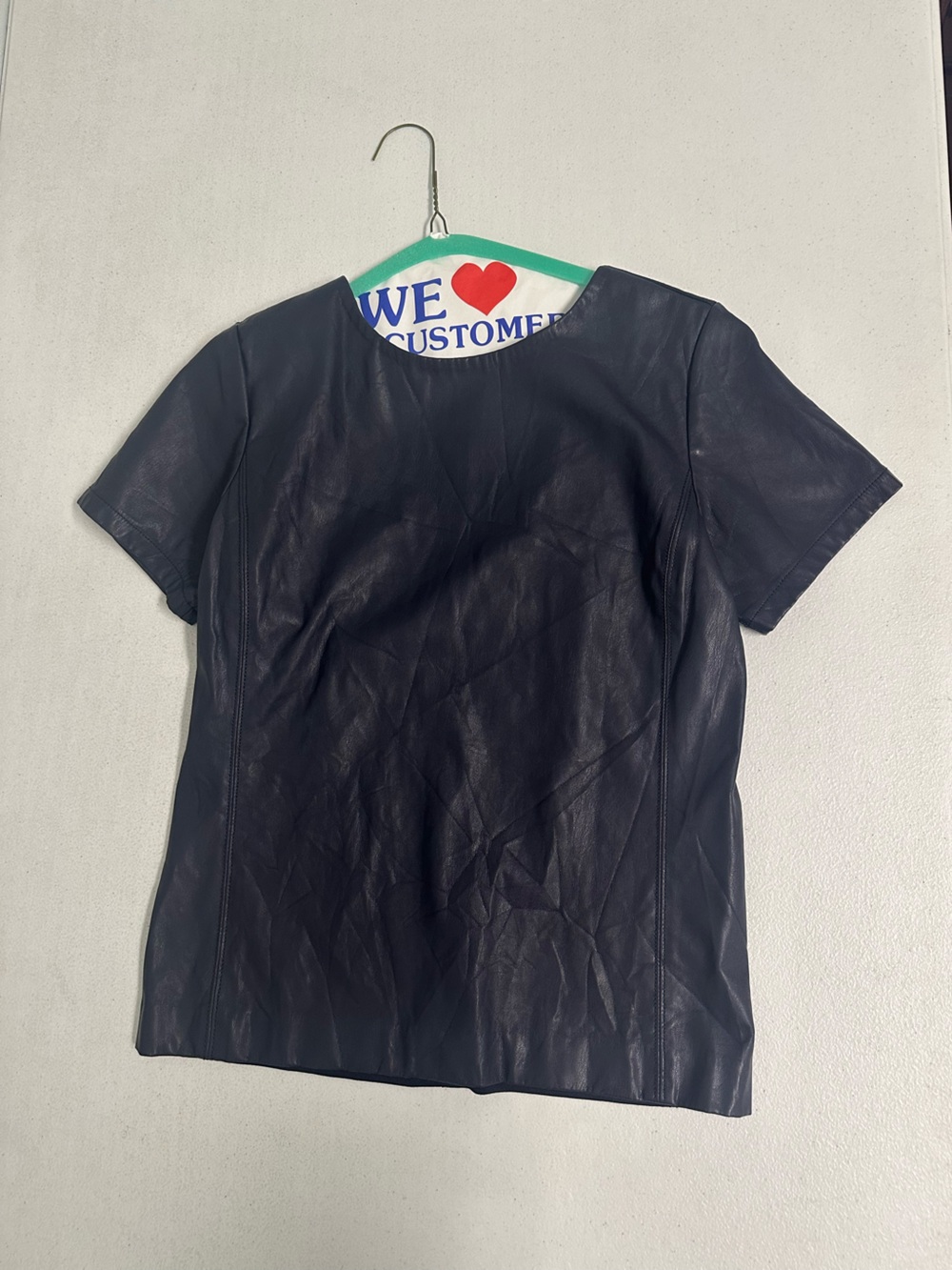 Ann Taylor Black Vegan Leather Jacket /Top